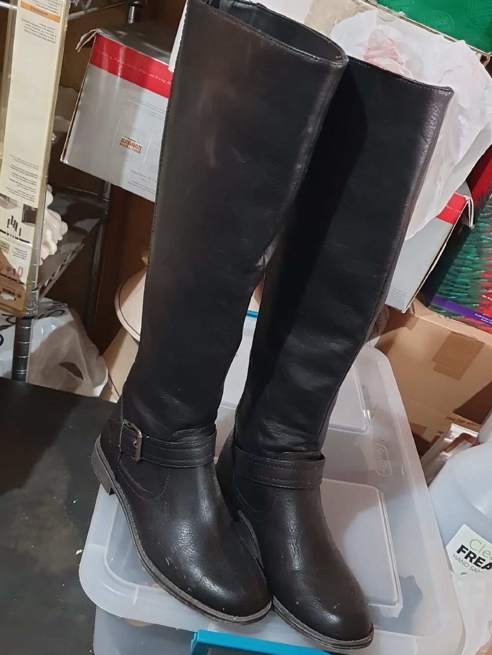 Classic Black Buckle Riding Boots